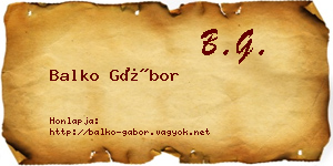 Balko Gábor névjegykártya